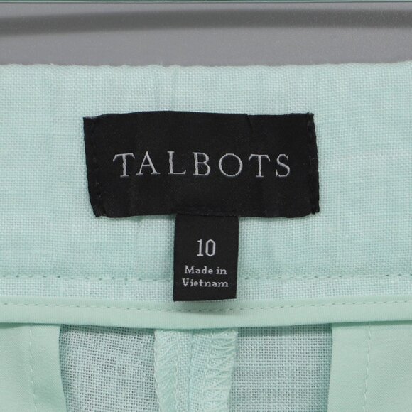 TALBOTS 100% Linen Crop Pants in Light Cool Mint Size 10 - Picture 6 of 7